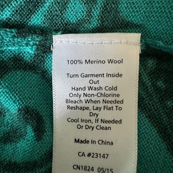 Talbots 100% merino wool green knit open cardigan medium petite - Picture 6 of 6